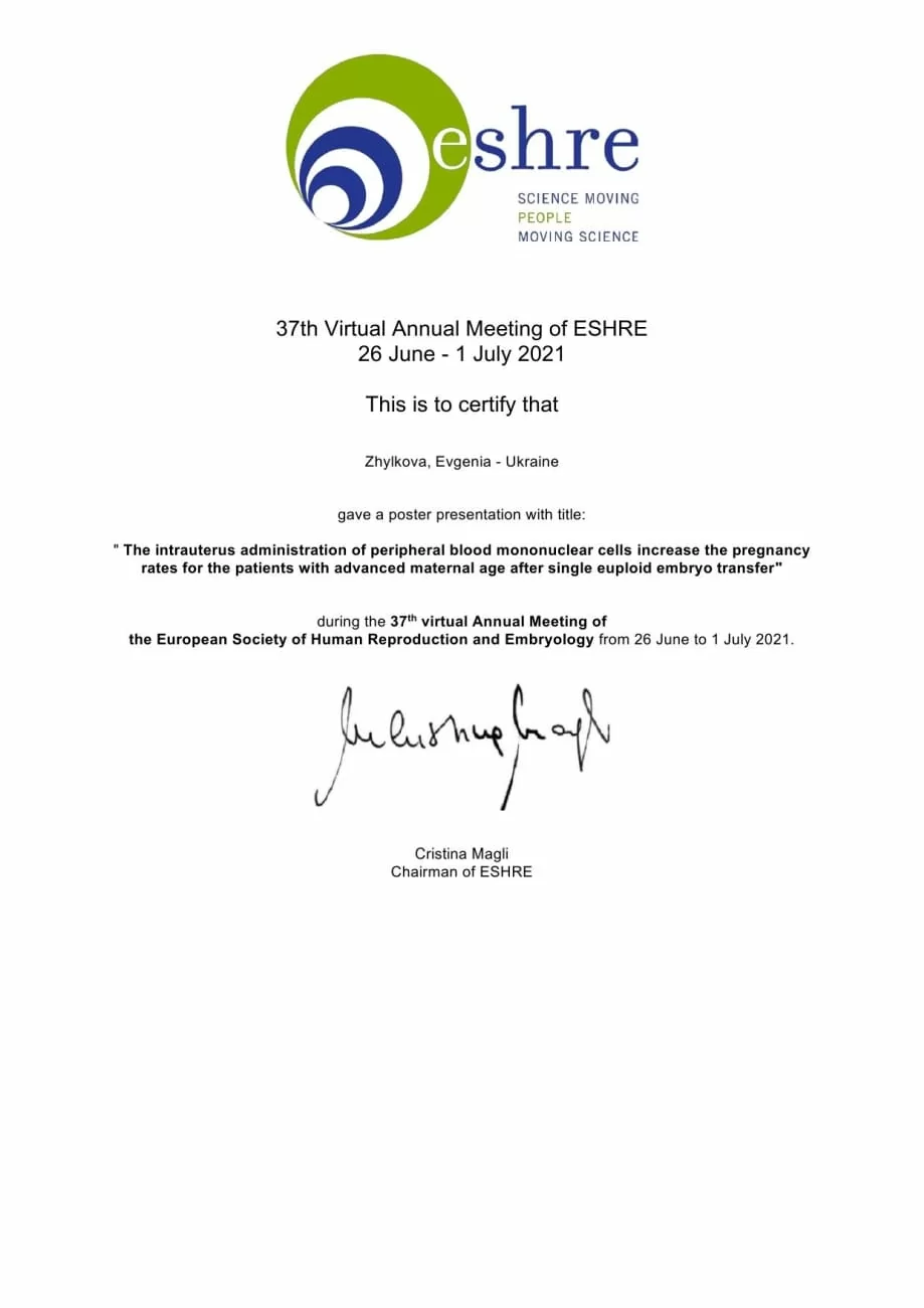 37. virtuelle Jahrestagung der ESHRE 37. virtuelle Jahrestagung der ESHRE